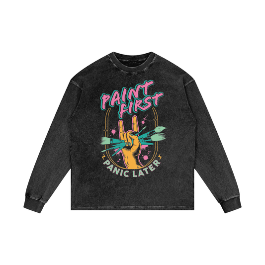 Acid Wash Oversize Long Sleeve T-Shirt - 250 GSM