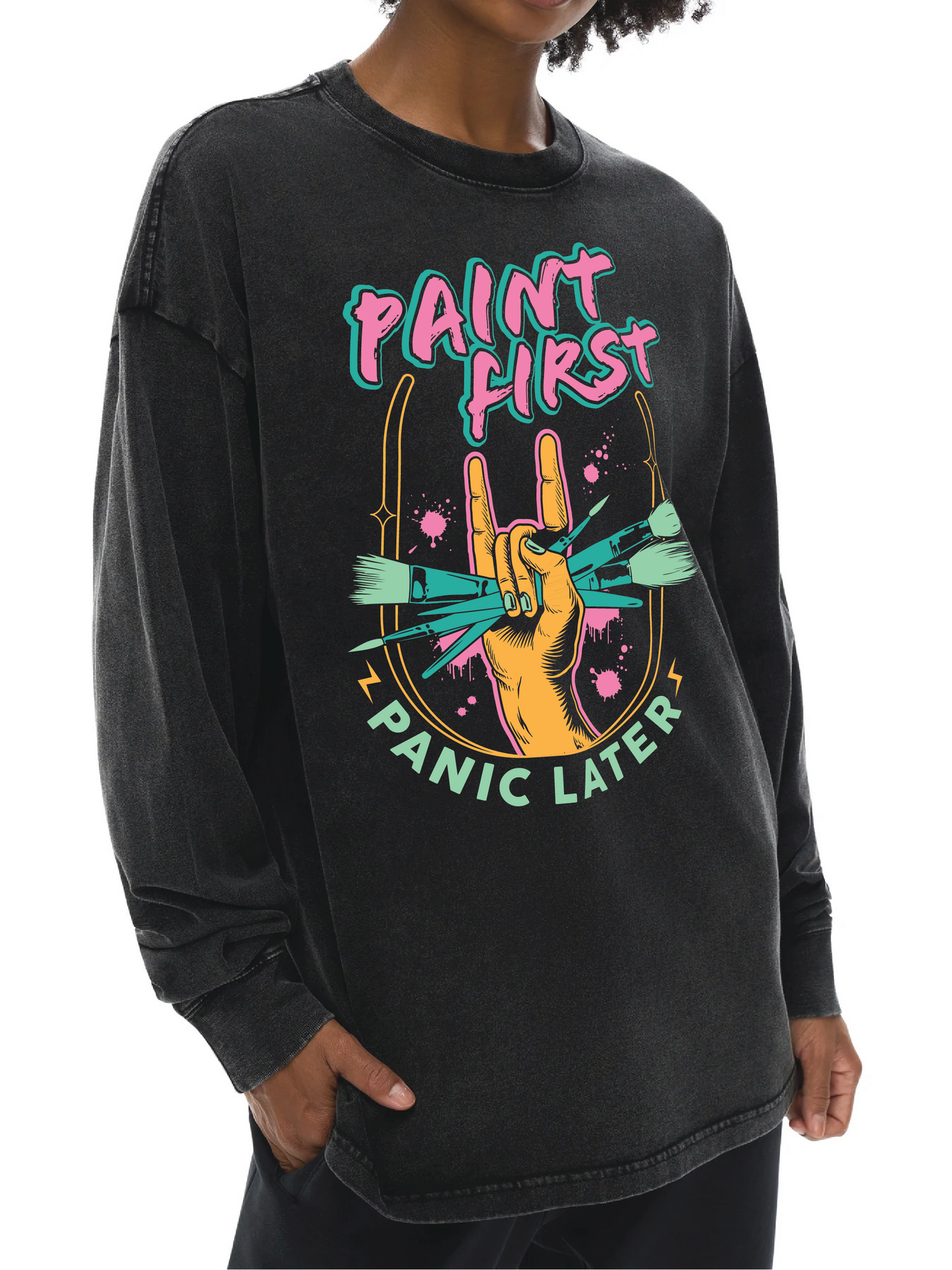 Acid Wash Oversize Long Sleeve T-Shirt - 250 GSM