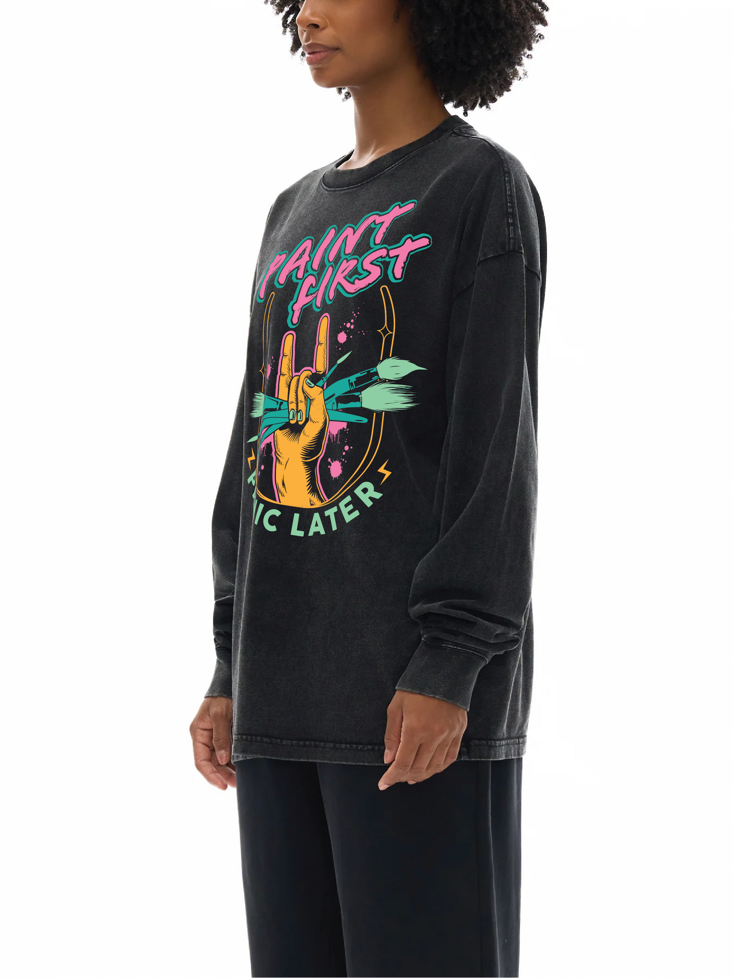 Acid Wash Oversize Long Sleeve T-Shirt - 250 GSM